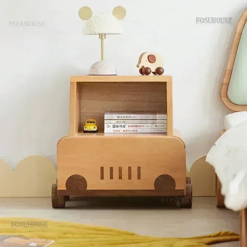 Modern Solid Wood Children's Bedroom Furniture Nightstands Creative Kids Study Drawer Locker Apartment Storage Cabinets